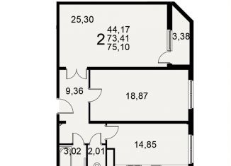 Продам 2-ком. квартиру, 75.1 м2, Рязань, Славянский проспект, 8