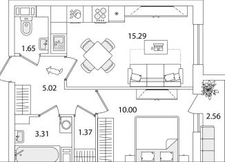 Продажа однокомнатной квартиры, 37.9 м2, Санкт-Петербург, улица Тамбасова, 5Н