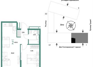 Продается 2-комнатная квартира, 40.2 м2, Тюменская область, улица Новосёлов, 104