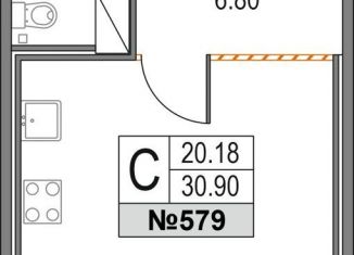 Продам квартиру студию, 30.9 м2, Санкт-Петербург, Коломяжский проспект, 13к2, ЖК Приморский Квартал