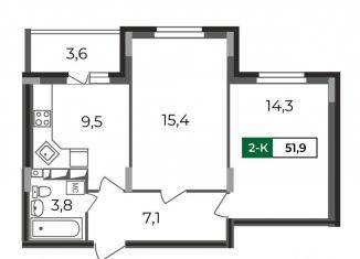 Продаю 2-ком. квартиру, 51.9 м2, Владимирская область, Сталинградский бульвар, 7