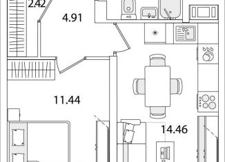 Продаю 1-ком. квартиру, 38.5 м2, Санкт-Петербург, метро Проспект Ветеранов, улица Тамбасова, 5Н