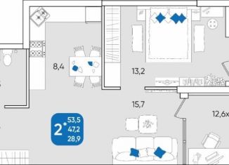 Продаю 2-ком. квартиру, 54.2 м2, Краснодарский край, микрорайон Любимово, 7/1