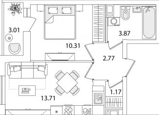 Продажа 1-комнатной квартиры, 33.3 м2, Санкт-Петербург, метро Проспект Ветеранов, улица Тамбасова, 5Н