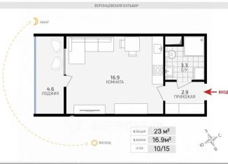 Продажа квартиры студии, 23 м2, Мурино, Петровский бульвар, 14к4, ЖК Краски Лета