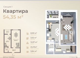 Однокомнатная квартира на продажу, 54.3 м2, Махачкала, Ленинский район, Хушетское шоссе, 3