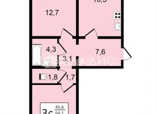 Продам 3-комнатную квартиру, 65.9 м2, Воронежская область, улица Шишкова, 140Б/6