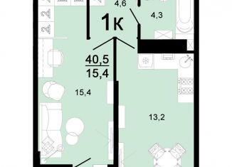 Продам 1-комнатную квартиру, 40.5 м2, Краснодарский край