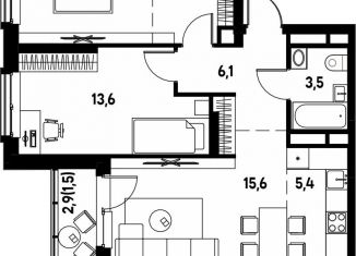 Продается 3-комнатная квартира, 62.7 м2, деревня Кондратово, улица Улановой, 7