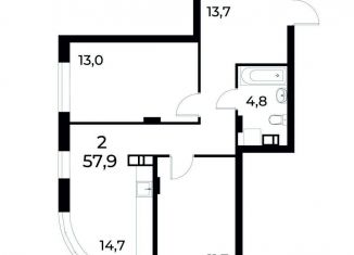 Продам двухкомнатную квартиру, 58.2 м2, Нижегородская область, улица Коперника