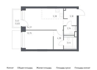 1-комнатная квартира на продажу, 48.7 м2, Москва, ЗАО, жилой комплекс Нова, к2