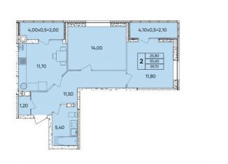 Продается 2-ком. квартира, 59.7 м2, Ростов-на-Дону, проспект 40-летия Победы, 113