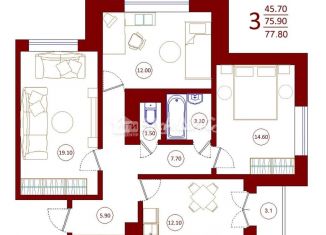 Продажа трехкомнатной квартиры, 77.7 м2, Воронеж, Советский район