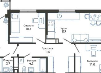 Продам 3-комнатную квартиру, 79.6 м2, Новороссийск, ЖК Облака 2