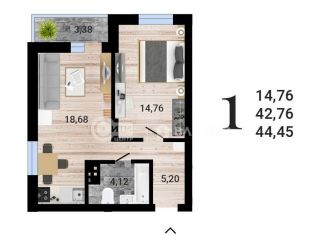 Продаю 1-комнатную квартиру, 44.5 м2, Воронеж, улица Антонова-Овсеенко, 35С, Коминтерновский район