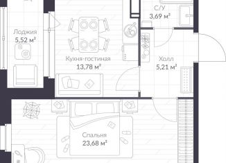 1-комнатная квартира на продажу, 49.2 м2, Санкт-Петербург, Парашютная улица, 79к1