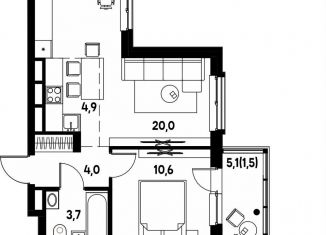 Продам 2-комнатную квартиру, 46.8 м2, деревня Кондратово, улица Улановой, 7