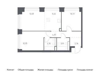 Продам 2-ком. квартиру, 61 м2, Москва, ЗАО, жилой комплекс Нова, к1