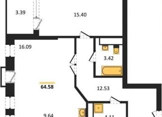 Продам двухкомнатную квартиру, 62.9 м2, Воронеж, набережная Чуева, 7, Железнодорожный район