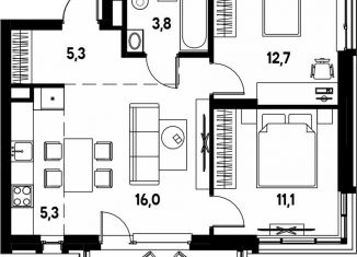 Продается 3-комнатная квартира, 55.8 м2, деревня Кондратово