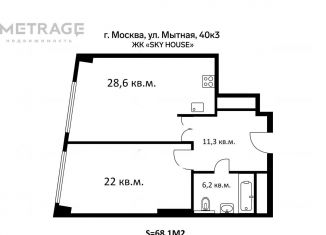 2-ком. квартира на продажу, 68.1 м2, Москва, Мытная улица, 40к3, Мытная улица