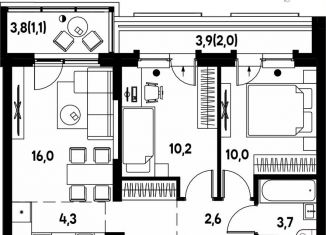 Продается 3-комнатная квартира, 51.1 м2, деревня Кондратово, улица Улановой, 7