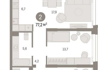 Продам 2-ком. квартиру, 77.2 м2, Новосибирск, метро Сибирская