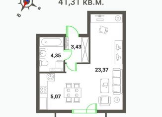 Продам однокомнатную квартиру, 41.3 м2, Карелия, улица Фурманова, 20