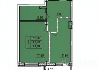 Продается 1-ком. квартира, 45.2 м2, Омск, Кировский округ, Волгоградская улица, 48