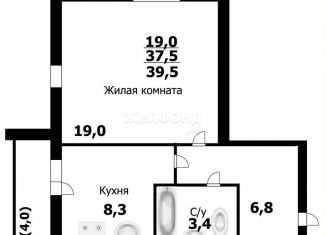 Продается 1-комнатная квартира, 37.2 м2, Новосибирская область, улица Кирова, 225