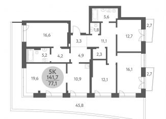 Продам 5-комнатную квартиру, 141.7 м2, Новосибирск, метро Речной вокзал