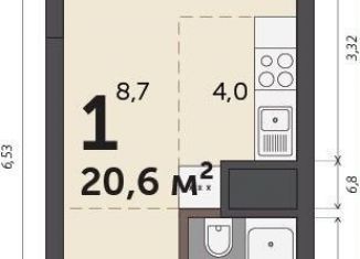 Продам квартиру студию, 20.6 м2, Екатеринбург