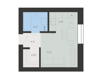 1-ком. квартира на продажу, 25.9 м2, село Ленино, Рудничная улица