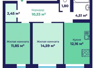 Продажа 2-комнатной квартиры, 58.6 м2, Ярославль