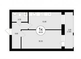 Продается однокомнатная квартира, 46.4 м2, Самара