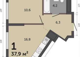 1-комнатная квартира на продажу, 37.9 м2, Екатеринбург, Кировский район