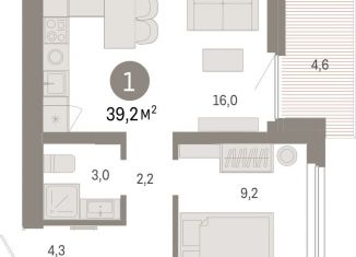 Продажа однокомнатной квартиры, 39.2 м2, Екатеринбург