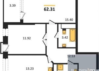 Продам 2-ком. квартиру, 62.3 м2, Воронеж, Железнодорожный район, набережная Чуева, 7