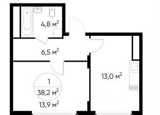 Продается 1-ком. квартира, 38.2 м2, Москва, деревня Рассказовка, 1