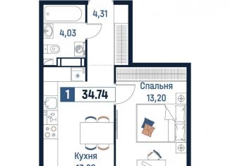 1-ком. квартира на продажу, 34.7 м2, Ленинградская область