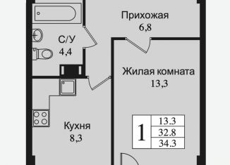 Продается однокомнатная квартира, 32.8 м2, Всеволожск