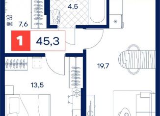 Продается однокомнатная квартира, 45.3 м2, Тюмень