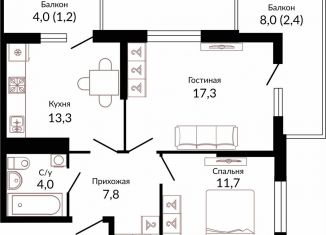 Двухкомнатная квартира на продажу, 58.9 м2, Краснодар, Прикубанский округ