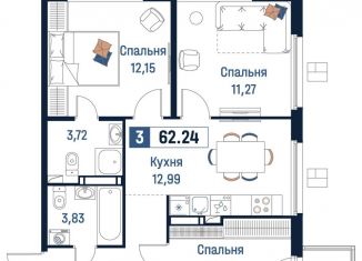 Продажа 3-ком. квартиры, 62.2 м2, Ленинградская область