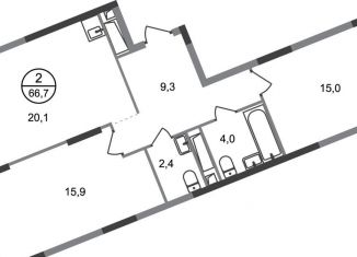 Продаю 2-комнатную квартиру, 66.7 м2, Москва, деревня Рассказовка, 2