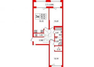 Продам 2-ком. квартиру, 72.3 м2, Санкт-Петербург, Алтайская улица, 39