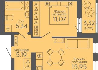 Продается однокомнатная квартира, 39.2 м2, Свердловская область, жилой комплекс Новокольцовский, 5