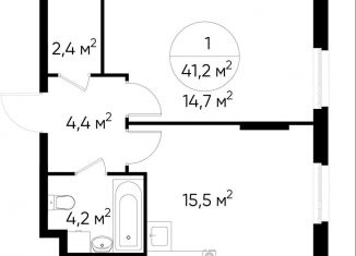 Продажа 1-комнатной квартиры, 41.2 м2, деревня Рассказовка, деревня Рассказовка, 1