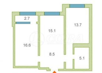 Продажа 2-комнатной квартиры, 59 м2, Тюмень, улица Василия Подшибякина, 21