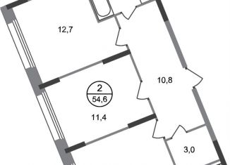 Продаю 2-комнатную квартиру, 54.6 м2, деревня Рассказовка, деревня Рассказовка, 2